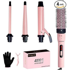 SWORCHI Curling Iron Large and Small 4-in-1 Curling Iron Set with Various Attachments, 2 Adjustable Temperature Curling Iron with Gloves