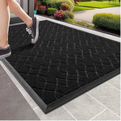 Yimobra āra durvju paklājs, mazgājams, izturīgs pret laikapstākļiem, 120 x 81 cm, izturīgs un ūdens absorbējošs, izturīgs pret netīrumiem, ar neslīdošu pamatni, gumijas durvju paklājs, melns