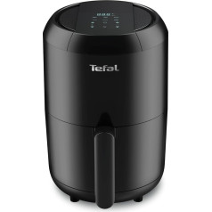 Tefal EY3018 Easy Fry kompaktā karstā gaisa fritēze (1400 W, ietilpība: 1,6 L, 6 gatavošanas programmas, digitālais displejs, taimeris, veselīga bez taukiem/eļļas, kraukšķīgi čipsi, karstā gaisa fritēze 1 - 2 personām), melns