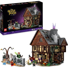 LEGO Ideas Hocus Pocus: Sandersonu māsu raganu nams, kolekcionējams komplekts pieaugušajiem ar namu, 6 minifigūriņām un aksesuāriem, sievietēm un vīriešiem, 21341