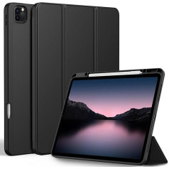 EasyAcc korpuss saderīgs ar iPad Pro 12,9 collu 6/5/4/3. paaudzes (2022/2021/2020/2018 modelis) ar pildspalvas turētāju, TPU elastīga aizmugure ar statīva funkciju - melns