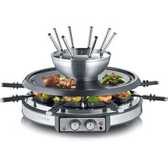 SEVERIN 2348-000 RG 2348 Raclette-Fondue-Kombination, Kunststoff, Edelstahl-gebürstet-schwarz