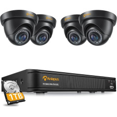 Anlapus H.265+ 1080P āra videonovērošanas sistēma 8CH HDMI DVR ar 1TB cieto disku un 4 ūdensnecaurlaidīgu 2MP Dome kameru komplektu