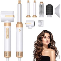 ZOYDP 7-in-1 Hairstyler 1400 W, Airstyler ar rotējošu karstā gaisa suku, apaļu fēna suku, iztaisnošanas suku, difuzoru, 110 000 RPM ātrgaitas jonu fēnu matu iztaisnošanai, matu cirpšanai un izlīdzināšanai