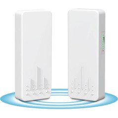 Āra bezvadu tilts, NICGIGA 5.8G 4KM pārraides WiFi Point-to-Point bezvadu Ethernet tilta maršrutētājs, ar 2 gigabitu RJ45 LAN pieslēgvietām, 2 komplektā CPE, Plug and Play