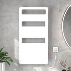 Vannas istabas radiators 90 x 46 cm dvieļu žāvētājs Elektriskais vannas istabas radiators Vannas istabas apsildes dvieļu žāvētājs Vannas istabas sildītājs Dvieļu sildītājs Dvieļu sildītājs ar Rocker slēdzi Sienas sildītājs Balts