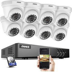 SANNCE Drošības kameru komplekts 8 CCTV Onvif H.264 P2P CCTV DVR 8 CH AHD 1080p 8 kameras 1080P 2.0 MP IP66 ūdensizturīgs 36 IR LED)