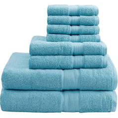 Madison Park Signature Luxus-Badetücher, 800 g/m², 100% Baumwolle, übergroßes Badetuch-Set, 8-teilig, bestehend aus 2 Badetüchern, 2 Handtüchern und 4 Waschtüchern, Aqua