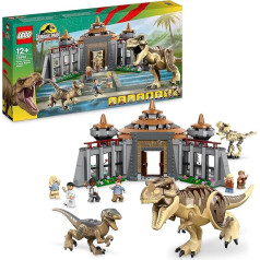 LEGO 76961 Jurassic Park Angriff des T. rex und des Raptors aufs Besucherzentrum, Dinosaurier Spielzeug für Kinder ab 12 Jahren