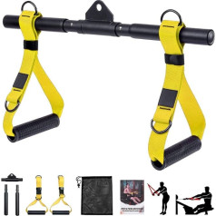 DESTRIC Pulley Machine Attachments Rowing Machine Handle Removable All-in-One Rotating Straight Bar Triceps Rope Exercise Handles, Yellow