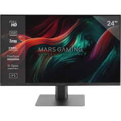 MARSGAMING MV-24, Monitor 24 Inch IPS FHD 120Hz, HDR10 1ms, FreeSync and G-SYNC, PC Monitor Integrated Speakers, 25° Tilt, Low Blue Light and Flicker Free, HDMI + DisplayPort + Jack 3.5 mm, Black