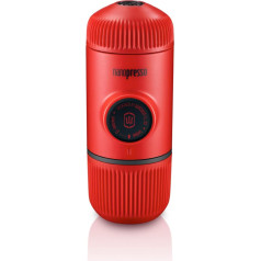 WACACO Nanopresso nešiojamasis espreso aparatas, patobulinta Minipresso versija, 18 barų slėgis, mažas kelioninis kavos aparatas, be dėklo, valdomas rankiniu būdu, skirtas stovyklavimui ir žygiams, raudonos spalvos