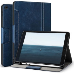 Antbox futrālis iPad 10.2 (9./8./7. paaudze) ar zīmuļa turētāju, automātiskās miega/modināšanas funkciju, PU ādas futrālis, aizsargvāciņš iPad 10.2 collu (2021/2020/2019) (zils)