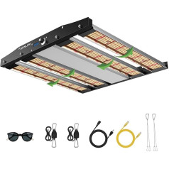 Yabingbos LED augšanas lampa, 250 W, 90 x 90 cm, ar 1220 LED augu lampām, saules pilna spektra ar UV un infrasarkano starojumu, dimmējams Daisy Chain taimeris, LED augšanas gaisma hidroponikas telpaugiem