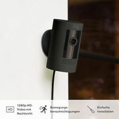 Ring āra kamera (Ring Stick Up Cam Plug-In), melna, darbojas ar Alexa + jauno Echo Show 5 (3. paaudzes) | Antracīts - Smart Home Starter Pack