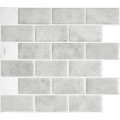 SMART TILES Pipeļu uzlīmes flīzēm - 10 lapas 27,81 cm x 24,64 cm - 3D flīžu līmplēves, pašlīmējošas noņemamas un līmējošas sienas flīzes virtuvei, vannas istabai, sienu dekorēšanai