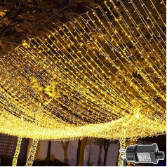 Cozymeow Gaismas aizkars 2 gabali 6 m x 3 m 600 LED pasaku gaismas aizkars, 9 režīmi Ziemassvētku apgaismojums Power Operated Ūdensizturīgs logu pasaku gaismas sienas ārā iekštelpu Ziemassvētku rotājumi (Warm