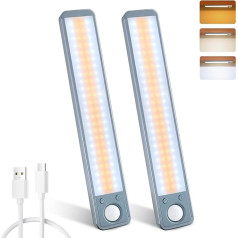 MERTTURM 25 cm zemgaismas gaisma virtuvei 96 LED, 3 krāsu temperatūras, dimmējama LED lente ar kustības sensoru, 2000 mAh uzlādējams skapja apgaismojums, LED sensora gaisma virtuvei, skapim, skapim,