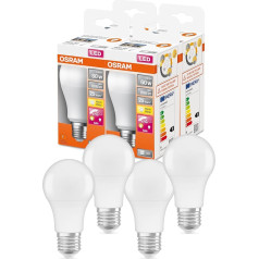 OSRAM Superstar+ Classic A 60 FR LED spuldze, E27 ligzda, 8,8 W, 806 lm, 2700 K, silti balta gaisma, ļoti zems enerģijas patēriņš, ilgs darbības laiks, kustības sensors, automātiskā izslēgšanās, 4 gab. komplektā