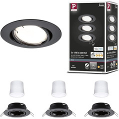 Paulmann 92465 LED padziļinājumā iebūvējamās gaismas pamatne Smart Home Zigbee Basic komplekts Pagriežams apaļš 230 V 3 x 4,9 W 3 x 430 lm Dimmable 90 mm Black Matt Metal 3000 K