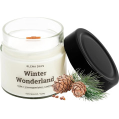 Aromatizēta svece Winter Wonderland, Ziemassvētku, sojas vasks, svece ar koka daktiņu, roku darbs, 140 g, degšanas laiks 45 stundas, vācu zīmols, Elena Days