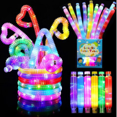 Piucrty Pack of 12 Party Bags Bērnu dzimšanas dienas ballīte 2022 LED Pop Tubes Fidget Toys Glow Sticks Bracelets Party Decoration Set Luminous Sticks Colourful Festival Accessories Sensory Toy Small New