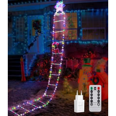 Yulado LED Santa Claus Ladder Fairy Lights, 3 m LED Christmas Lights with Plug, Waterproof Santa Ladder Outdoor, 8 Modes, for Indoor, Outdoor, Christmas Tree, Window, Christmas Decoration (Colourful)