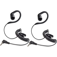 UAYESOK Wireless Earphones 3.5 mm Jack Hear Only Headphones G Shape Ear Hook Earpiece Radio Headset 1 Pin Retaining Clip for Motorola Yaesu Kenwood Security Police Speaker Microphone Radio (Pack of 2)