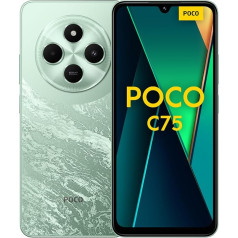 Poco C75 6GB 128GB melns, Android viedtālrunis, 2,0 GHz, 6,88 collu displejs, 50 MP AI dubultkamera, 5160 mAh akumulators