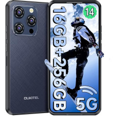 OUKITEL WP52 āra viedtālrunis 5G - Android 14 Āra mobilais tālrunis 16GB RAM 256GB ROM, 6500mAh akumulators Ūdensizturīgs būvlaukuma mobilais tālrunis 6,6 collas, 48MP + 8MP kamera,