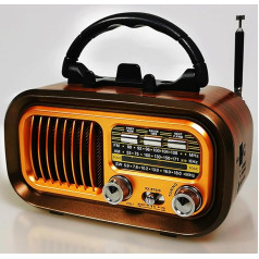 Mazs radio ar akumulatoru, AM/FM/SW retro radio ar Bluetooth, radio koferī Virtuves radio ar 1200 mAh baterijām vai D-veida baterijām, pārnēsājams radio ar akumulatoru, atbalsta USB/TF karti/TWS