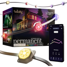 Twinkly Permanente Beleuchtung mit 72 RGB-LEDs, LED-Lightstreifen für den Außenbereich, Smarte Mehrfarbige LED-Lichter, Kompatibel mit Alexa und Google Home, IP65, App-Steuerung, Weißes Kabel, 30 m