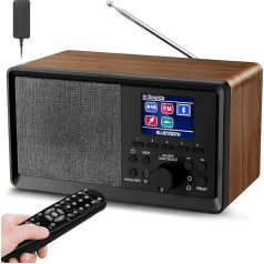 Wholede DAB radio ar tālvadības pulti - DAB Plus radio ar Bluetooth, DAB+/FM radio Retro koka digitālais radio Virtuves radio modinātājs ar dubulto modinātāju