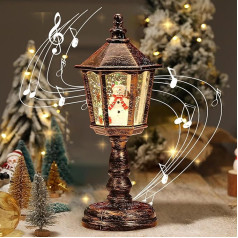 Christmas Lantern, The Illuminated Snow Play, Christmas Lantern with Snow Flurry, Snow Globe, Snow Lantern Christmas Candle, LED Snow Lantern with Snowman, for Dining Table, Fireplace, Window