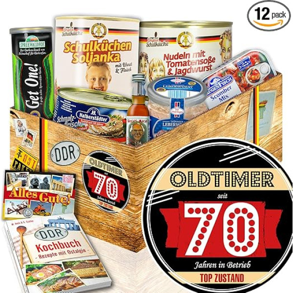 ostprodukte-versand Oldtimer 70 DDR Ostpaket Dzimšanas dienas dāvanu komplekts Vecmāmiņa Ostprodukte dāvanu komplekts