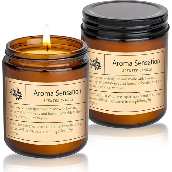 Aromatizēta svece stiklā, 2 x aromātiskas sveces dāvanas sievietēm, liela 240 stundu dabīgā sojas vaska, aromātiska svece Ziemassvētki sievietēm, dzimšanas diena, Ziemassvētki