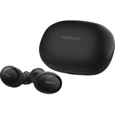 Nokia Comfort True Wireless austiņas (TWS411 BK) Pārnēsājamās Bluetooth 5.1 pret šļakatām noturīgās ausu austiņas ar skārienvadību un balss asistentu 29 stundu lietošanai ar uzlādes korpusu melnas krāsas