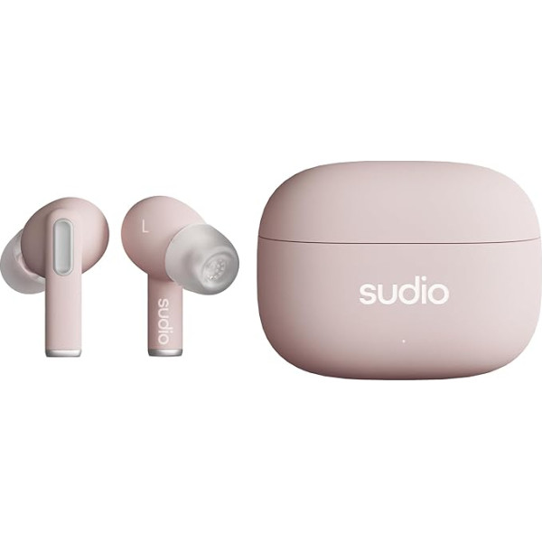 Sudio A1 Pro bezvadu austiņas ar Bluetooth 5.3, mikrofoni, 30 h atskaņošanas laiks, IPX4 noturība pret šļakatām, vairāku punktu Bluetooth savienojums (rozā)