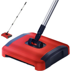 Floor Sweeper, Carpet Sweeper, Manual 3 Rolling Brushes, Foot Drill, Carpet Brush with Wheels and Large Waste Bin, 43 Inch Removable Carpet Cleaner for Pet Dust Debris