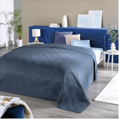Delindo Lifestyle Gultas pārklājs Gultas pārklājs Premium Blue Double Bed Plain guļamistabai 220 x 240 cm