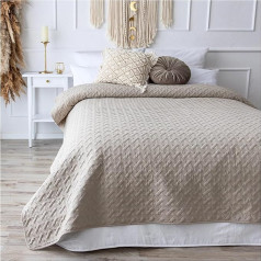 CalmyHOME Gultas pārklājs 220 x 240 cm smilškrāsas gultas pārklājs gultas pārklājs dīvāna pārklājs dīvāna pārklājs gultas pārklājs XXL segas pārklājs Stepēti gultas pārklāji Stepēta sega gultas pārklājs