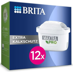 BRITA filtra kārtridži MAXTRA PRO Extra Limescale Protection Pack of 12 (Gada iepakojums) Oriģinālie BRITA rezerves ūdens filtra kārtridži visiem BRITA ūdens filtriem ar kaļķakmens samazināšanas un galīgo ierīci
