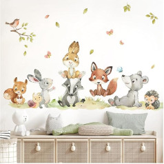 Little Deco DL956-4 Wall Sticker Forest Animals Set Children's Room Rabbit Fox Branch Baby Room Wall Decoration