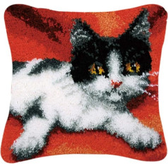 Coopay Cat Latch Cushion Set, DIY Latch Hook Latch Hook spilvenu komplekts bērniem vai iesācējiem pieaugušajiem, Latch Hook DIY Latch Hook komplekts, 43 x 43 cm