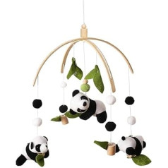 TROYSINC Gultas zvans, Panda Mobile Baby Wind Chimes, jaundzimušo gultas zvans ar filca bumbiņām, Panda gultas zvans, gultiņas mobilais, zēniem un meitenēm