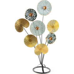 Logbuch-Verlag Decorative Object for Standing 53 cm Leaves Flower Tree Gold Turquoise Black Gift Birthday Metal