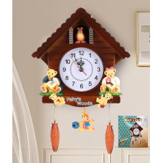 Gugxiom Cuckoo Clock, Cuckoo Bird Voice Wall Clock, Handmade Vintage Cuckoo Tree House Clock, Tradicionālais dekoratīvais pulkstenis Chalet stilā, ar Cute Toys guļamistabai