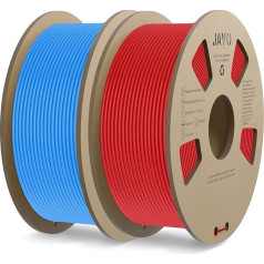 JAYO matēts PLA filaments 1,75 mm, 3D printera PLA filaments 2,2 kg spoles, izmēru precizitāte +/- 0,02, PLA matēts, zils + sarkans