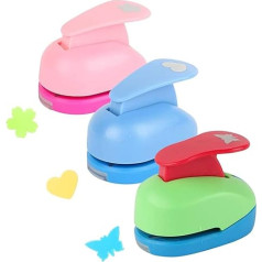 RoxNvm Motivveida caurumotāju komplekts, 3 gabaliņu papīra caurumotāju komplekts, daudzkrāsains caurumotāju komplekts, metāla un plastmasas mini caurumotāju komplekts, DIY caurumotāju komplekts dāvanu birkām, rokdarbiem, fotogrāfijām, apsveik