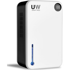 UW Smart RX02 Electric Dehumidifier, Quiet Dehumidifier for Humidity in Rooms up to 40 m², 1.5 L/Day (2.5 L), Night Modes, Low Power Consumption 90 Watts